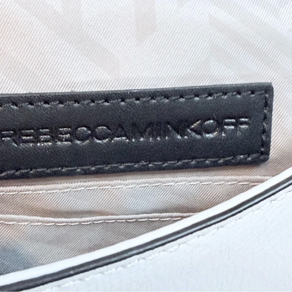 Rebecca Minkoff Ivory Chevron Quilted Small Love Crossbody with Iridescent metal
